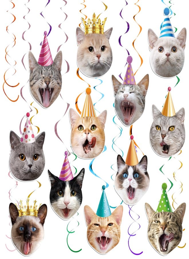 Maniaacer 30 PCS Cat Theme Hanging Swirls Decorations Pre-Strung Kitten Birthday Party Decorations Pet Cats Hanging Cutouts Ceiling Streamers for Kids Baby Shower Cats Lovers Pet Birthday Party Decor - Image 1